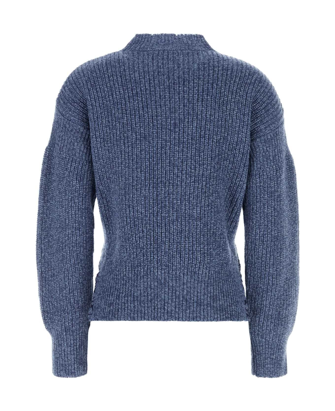 Melange Blue Wool Sweater - 2