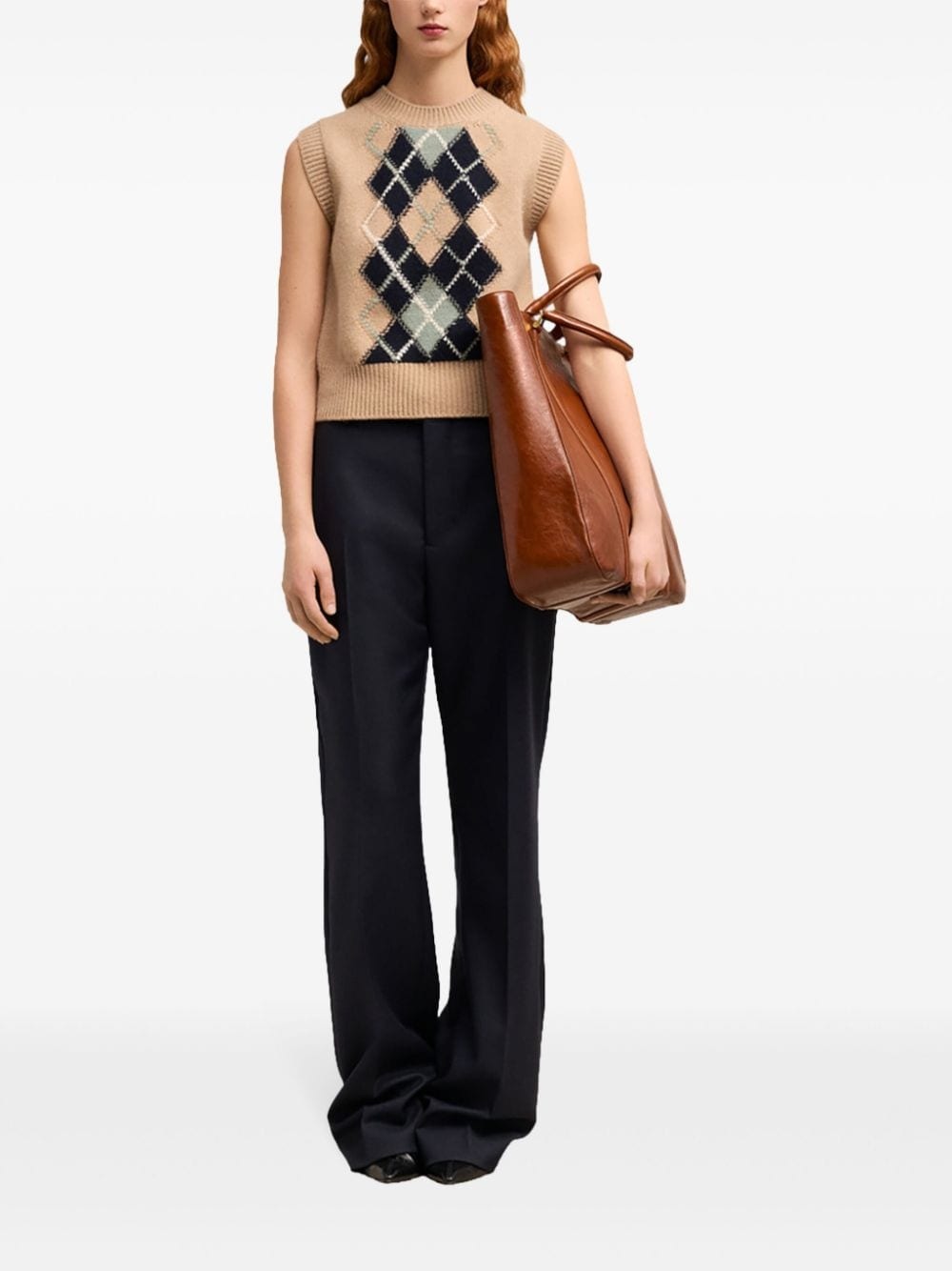 check-pattern wool-blend vest - 2
