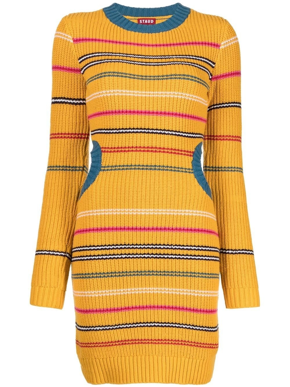 knitted striped mini dress - 1