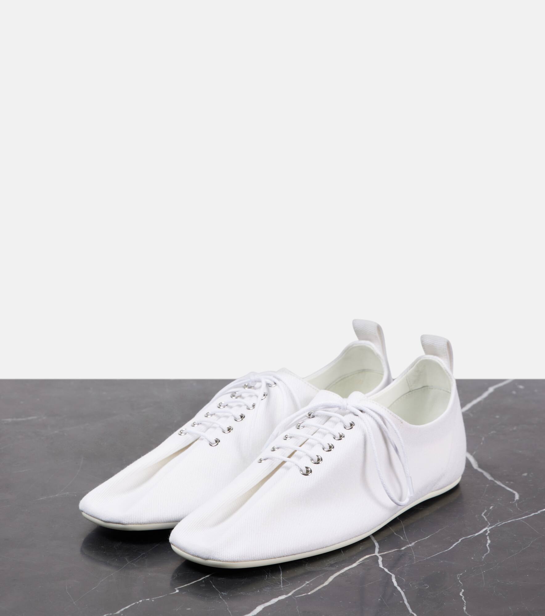 Canvas lace-up flats - 4
