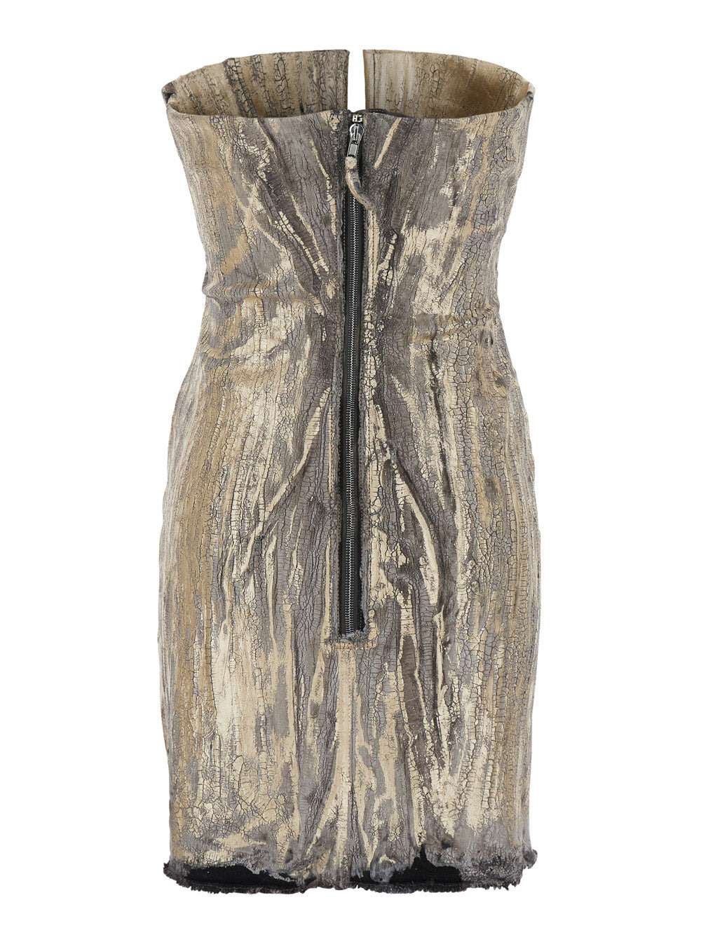Rick Owens Women 'Prong' Metallic Dress With Cut-Out Detail And Distressed Effect In Cotton Blend Wo - 2