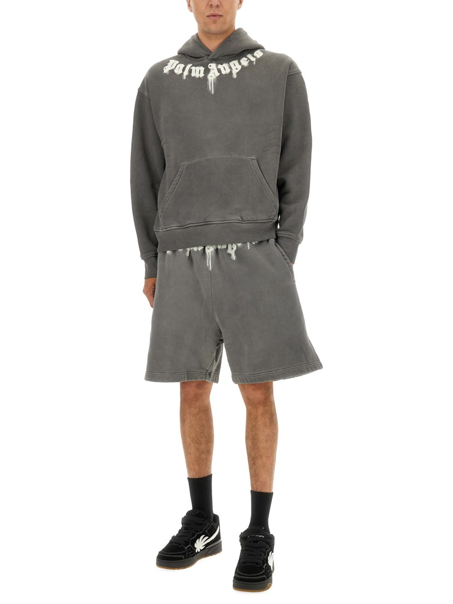 COTTON HOODED SWEATSHIRT WITH LOGO PRINT - 2
