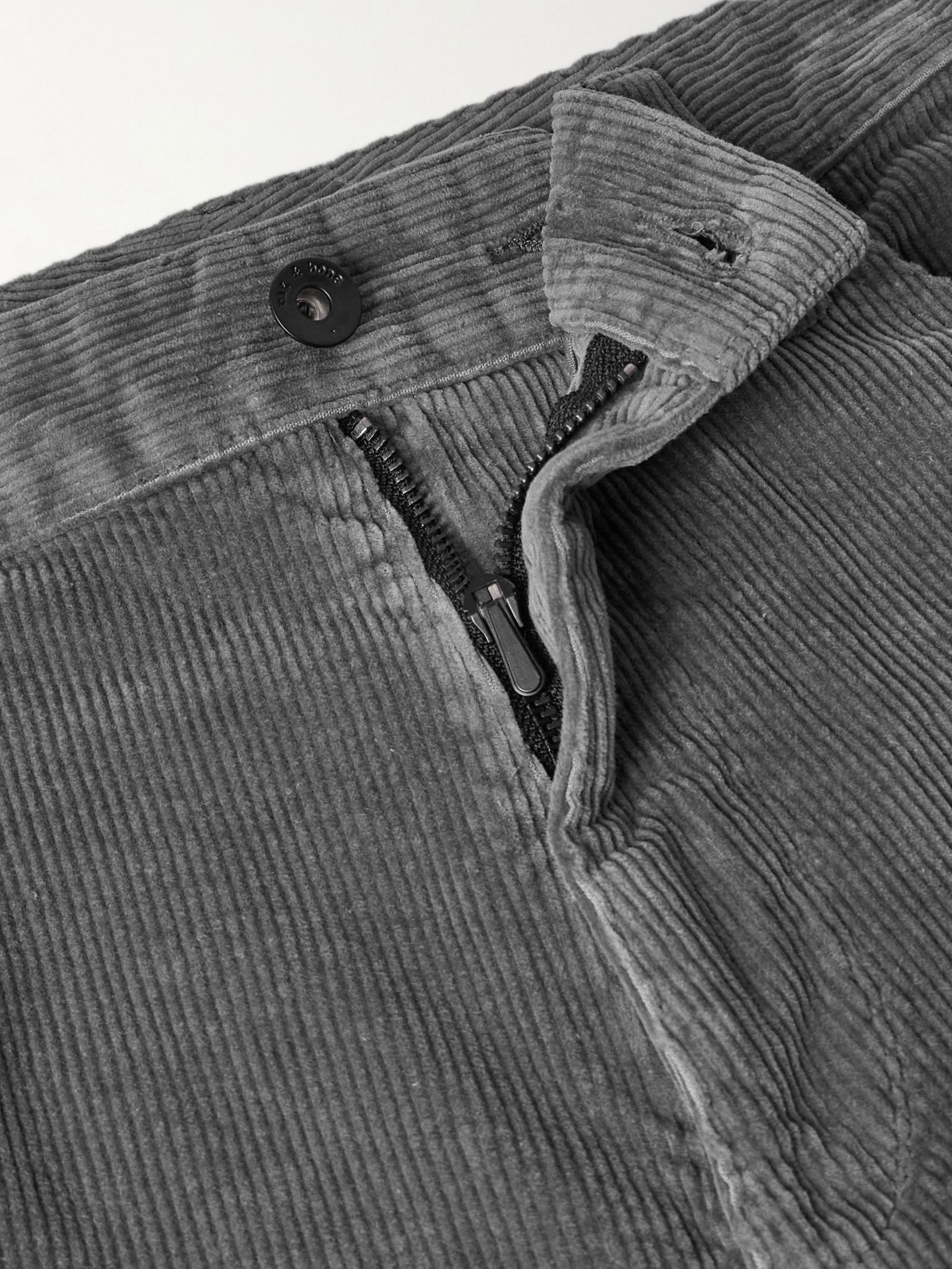Wide-Leg Cotton-Blend Corduroy Trousers Gray - 6