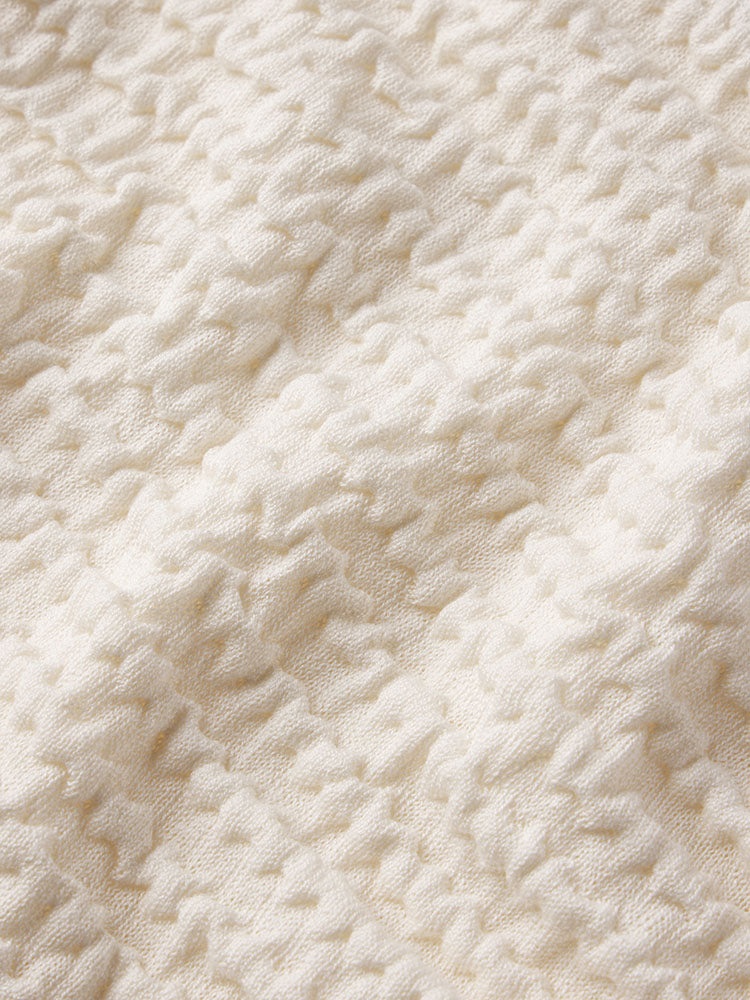 Smocked Sleeveless Crewneck in White - 4
