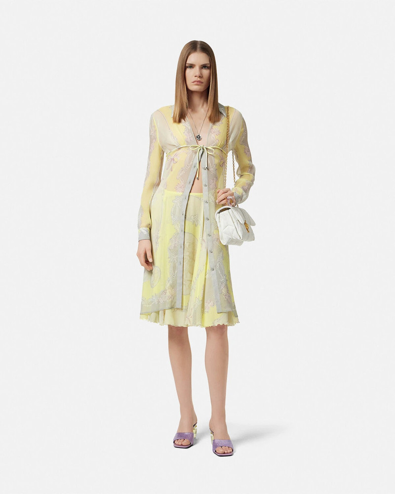 VERSACE Cameo Silk Crêpe Flowy Midi Skirt outlook