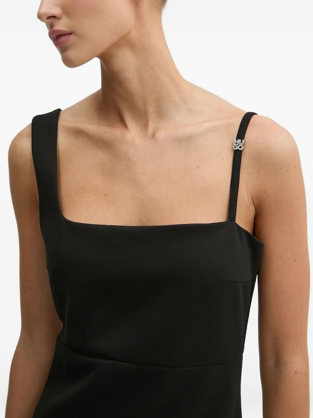 square-neck mesh-insert midi dress - 3