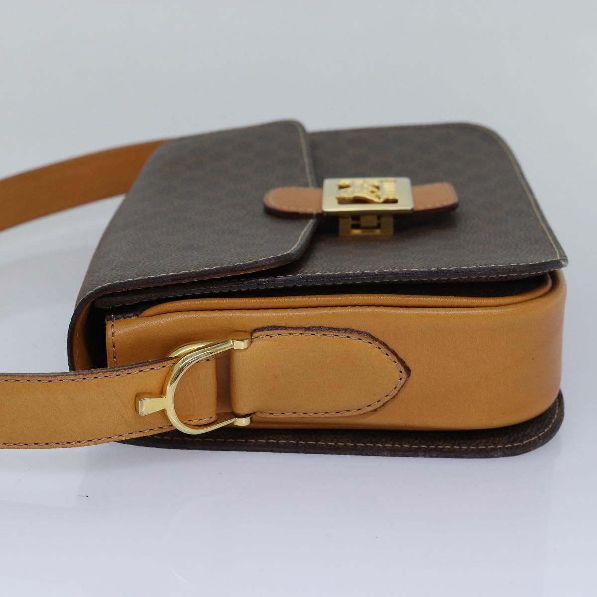 CELINE Macadam Canvas Shoulder Bag Pvc Leather Brown - 3