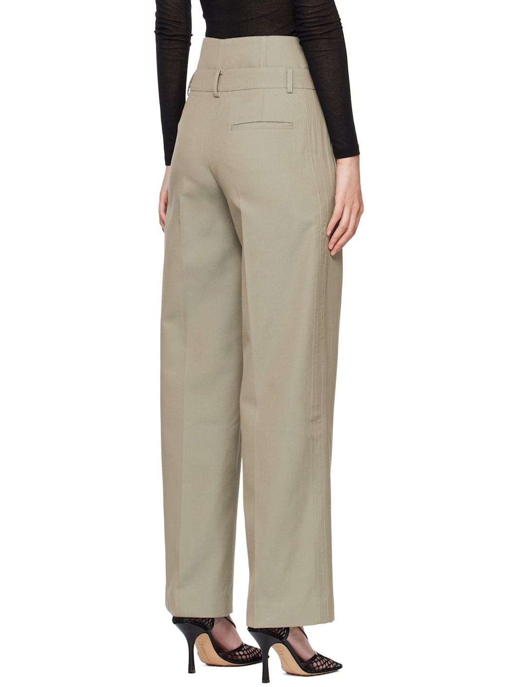 Khaki Double Waistband Trousers - 3