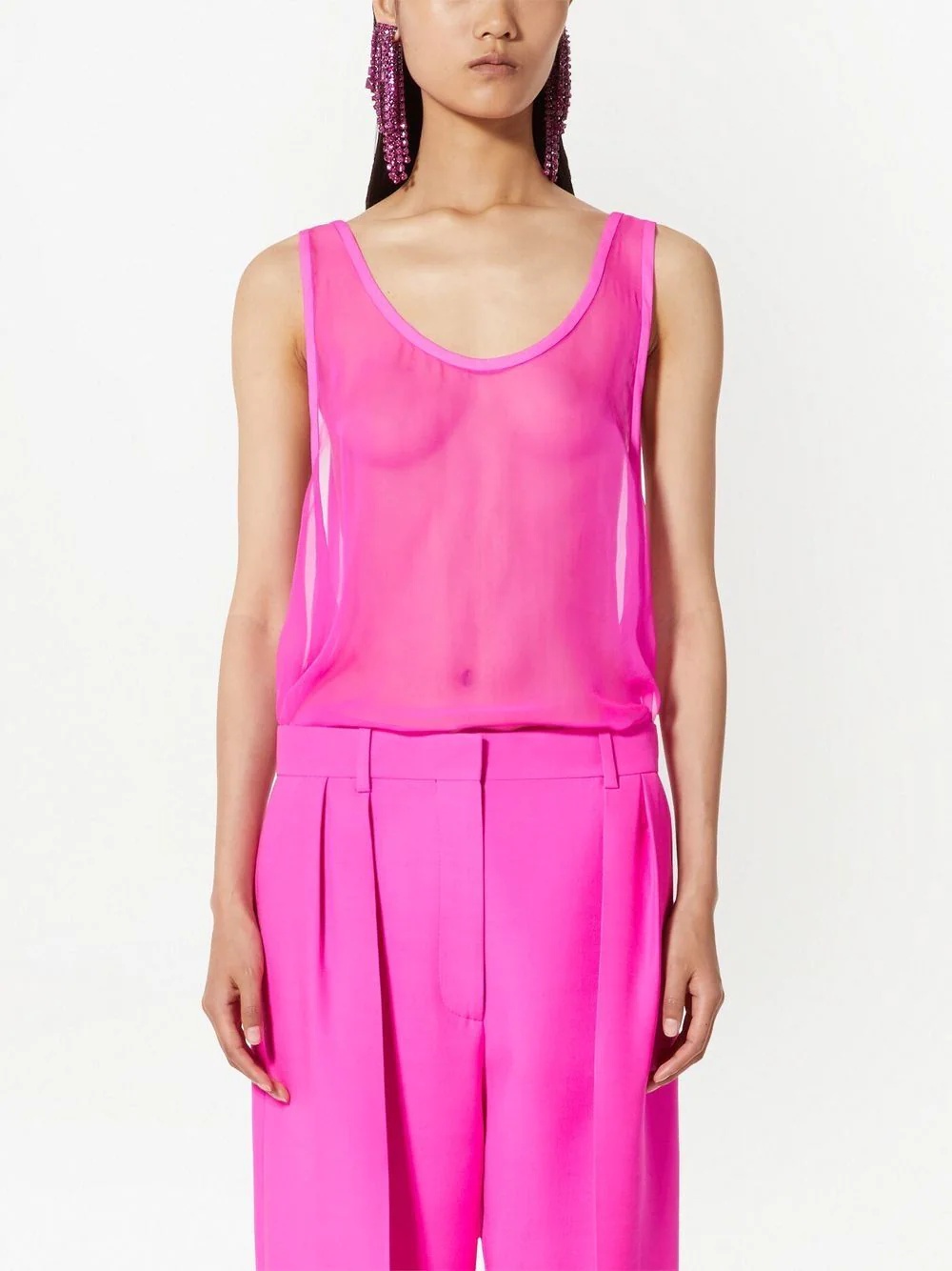 semi-sheer silk tank top - 3