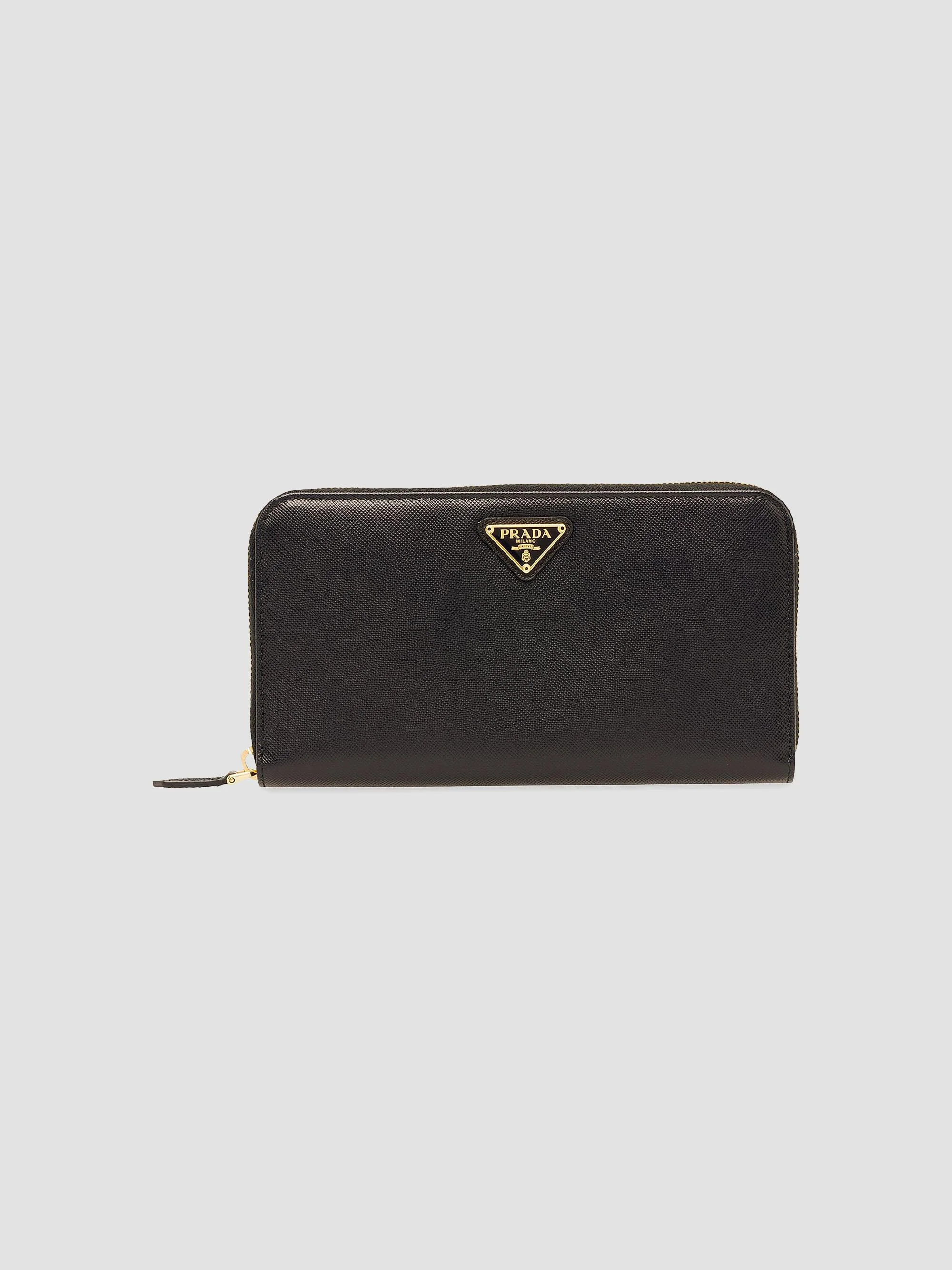 Women's Large Saffiano Leather Wallet - Black - 1