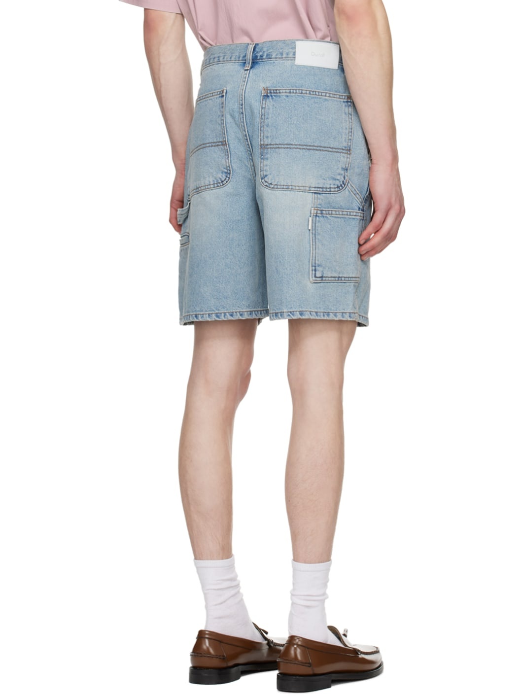 Blue Curved Denim Shorts - 3