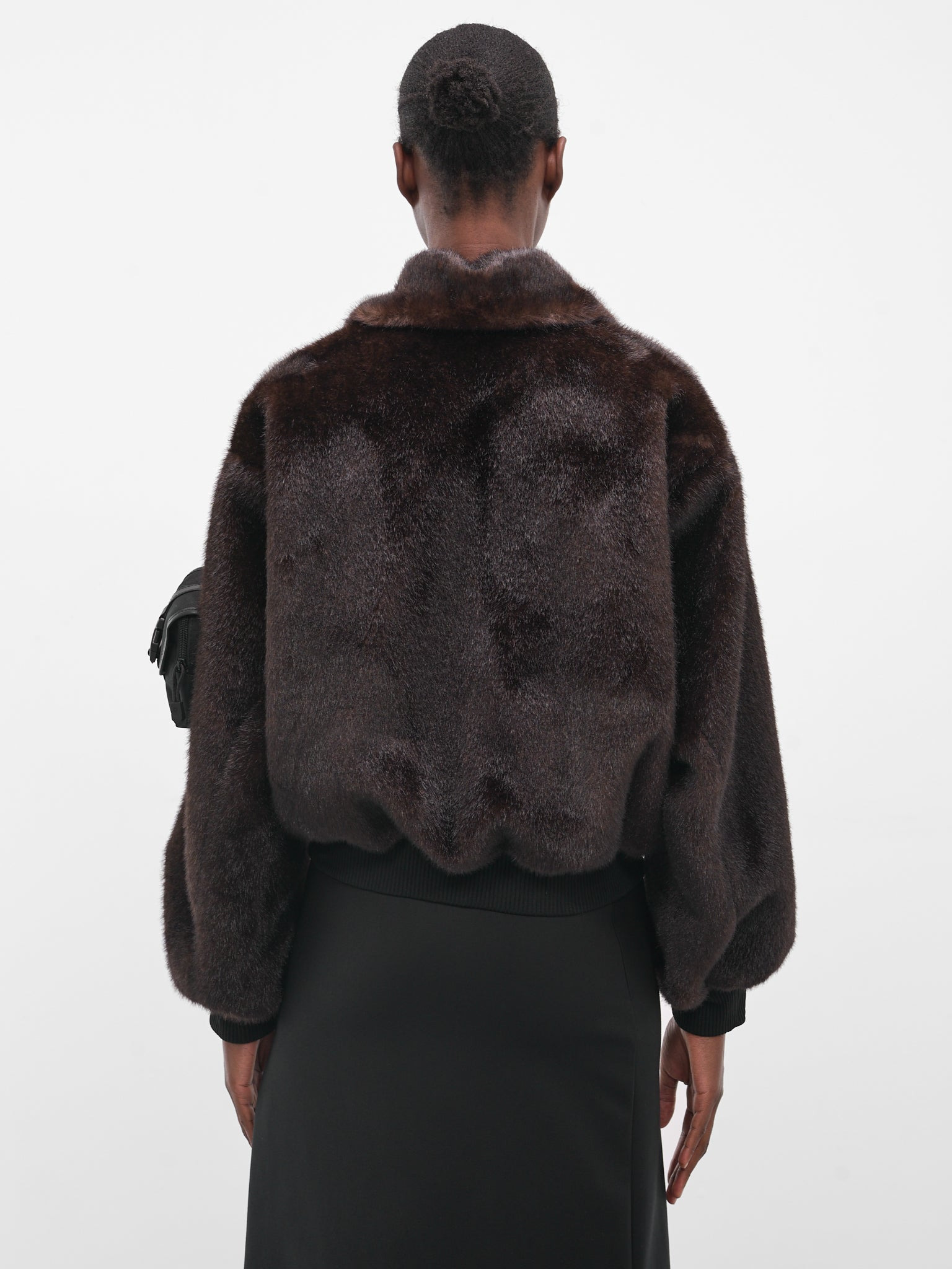 Brown Vegan Fur Bomber Jacket - 3