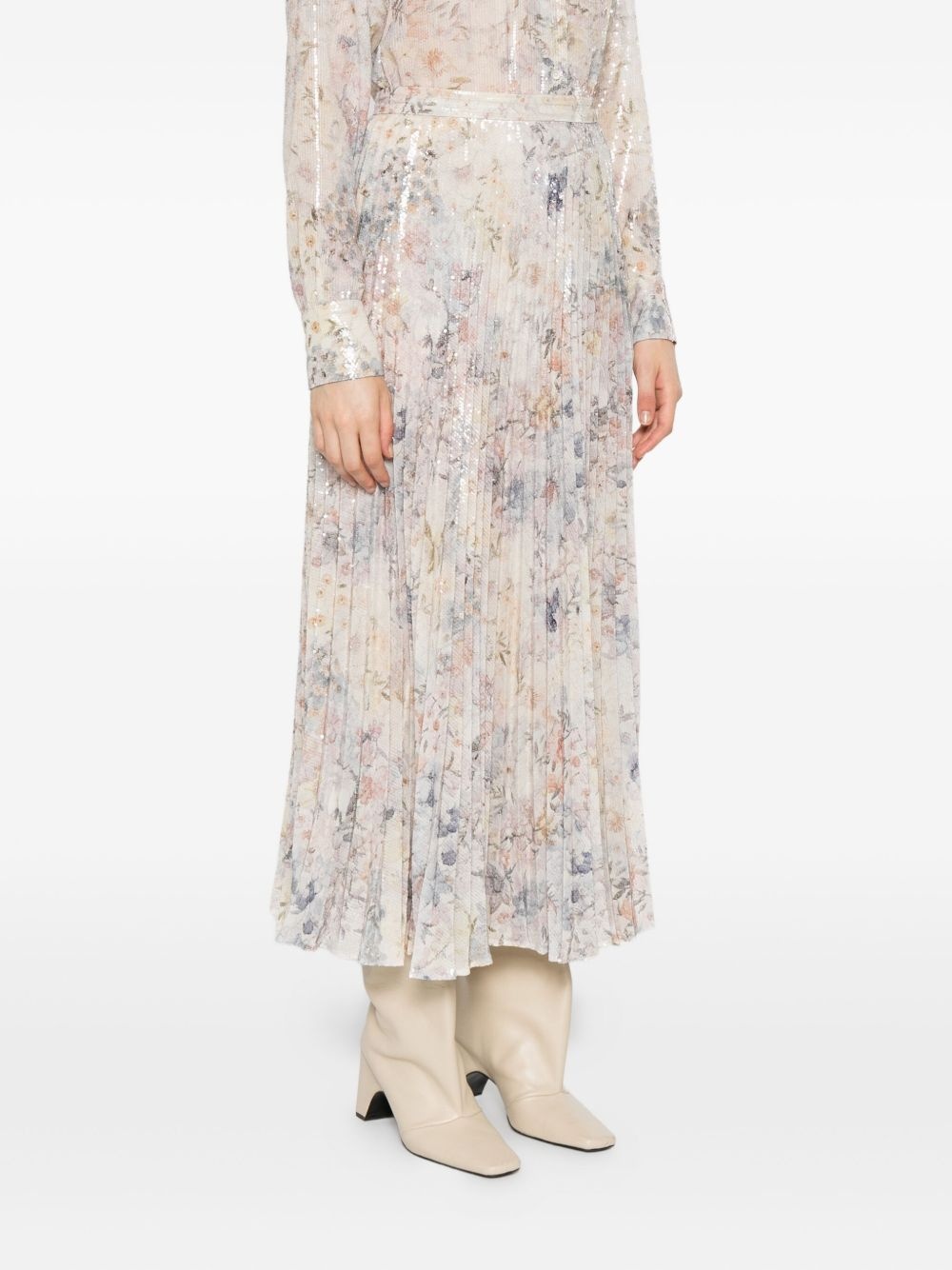 sequin-embellished pleated skirt - 3