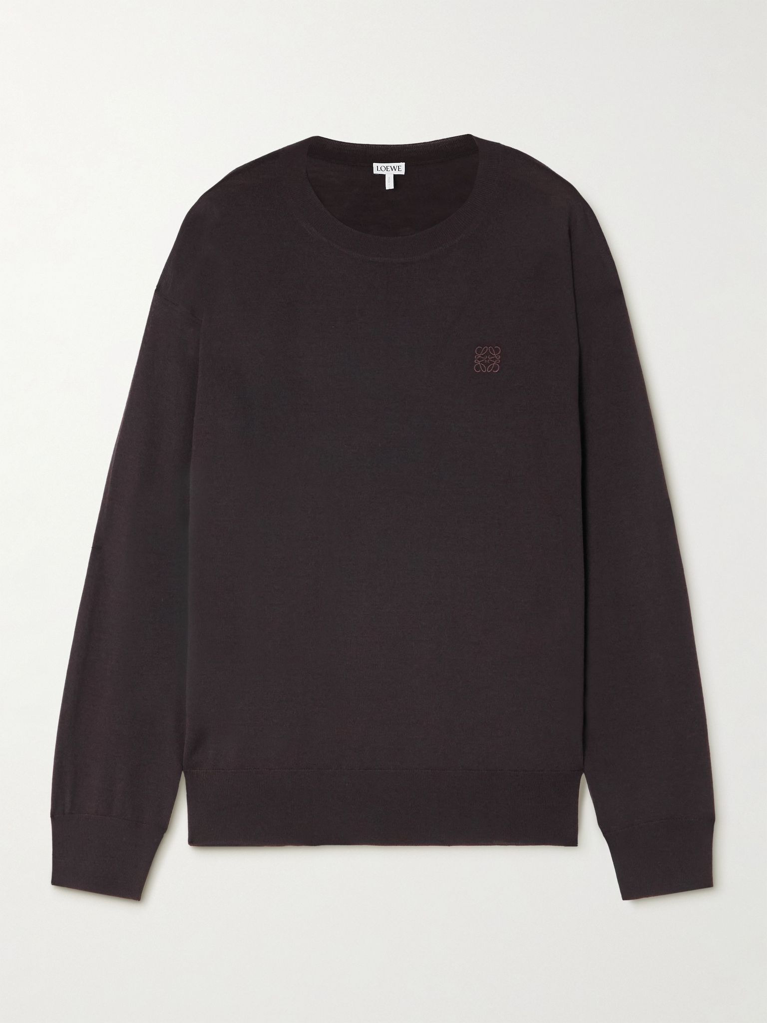 Embroidered wool sweater Dark brown - 1