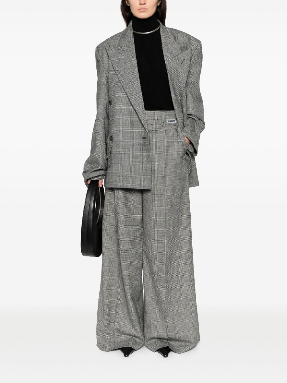 checked wide-leg trousers - 2
