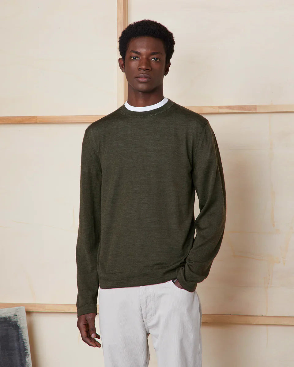 Nemo Sweater Italian Merino Wool Olive Night - 1