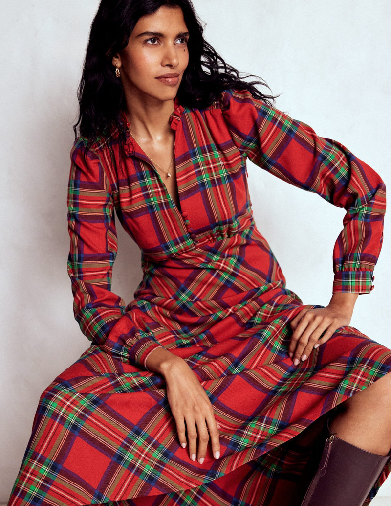 Cassie Check Tea Dress-Red, Blue and Green Check 3
