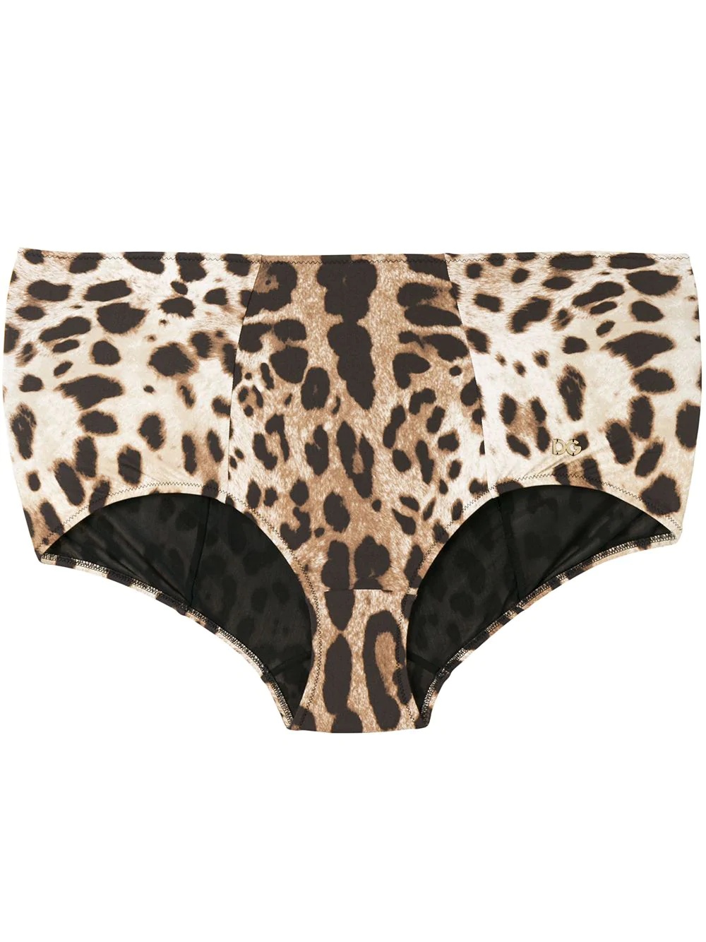 leopard print high-waisted bikini bottoms - 1