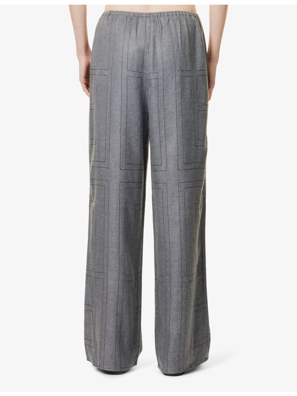 Elasticated-waistband flannel-texture straight-leg mid-rise modal trousers - 4