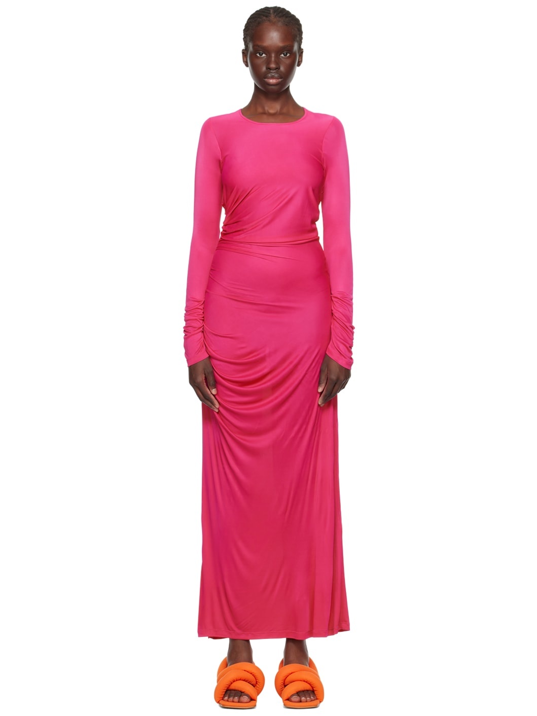 Pink Gathererd Maxi Dress - 1