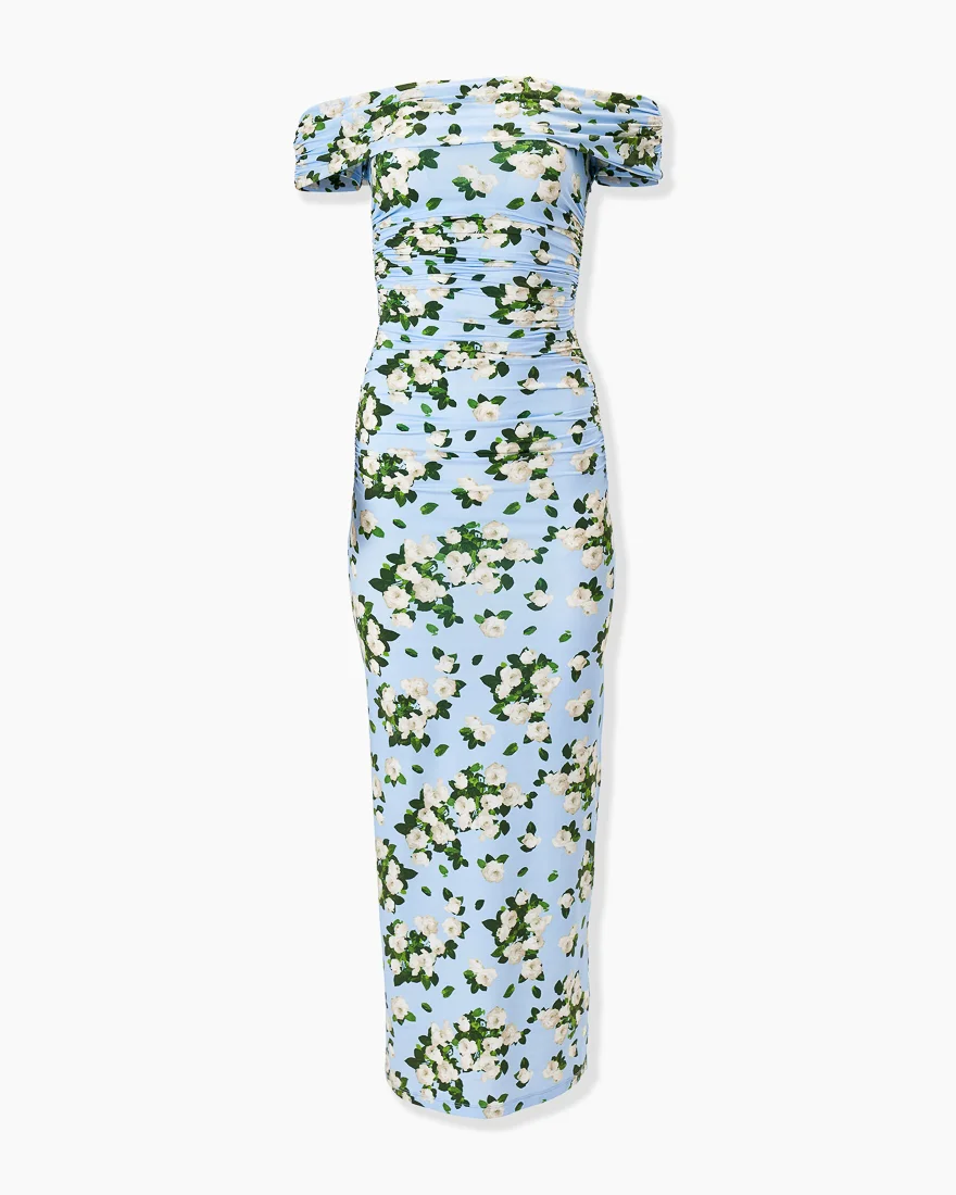 Floral-Print Jersey Gathered Midi Dress - 1