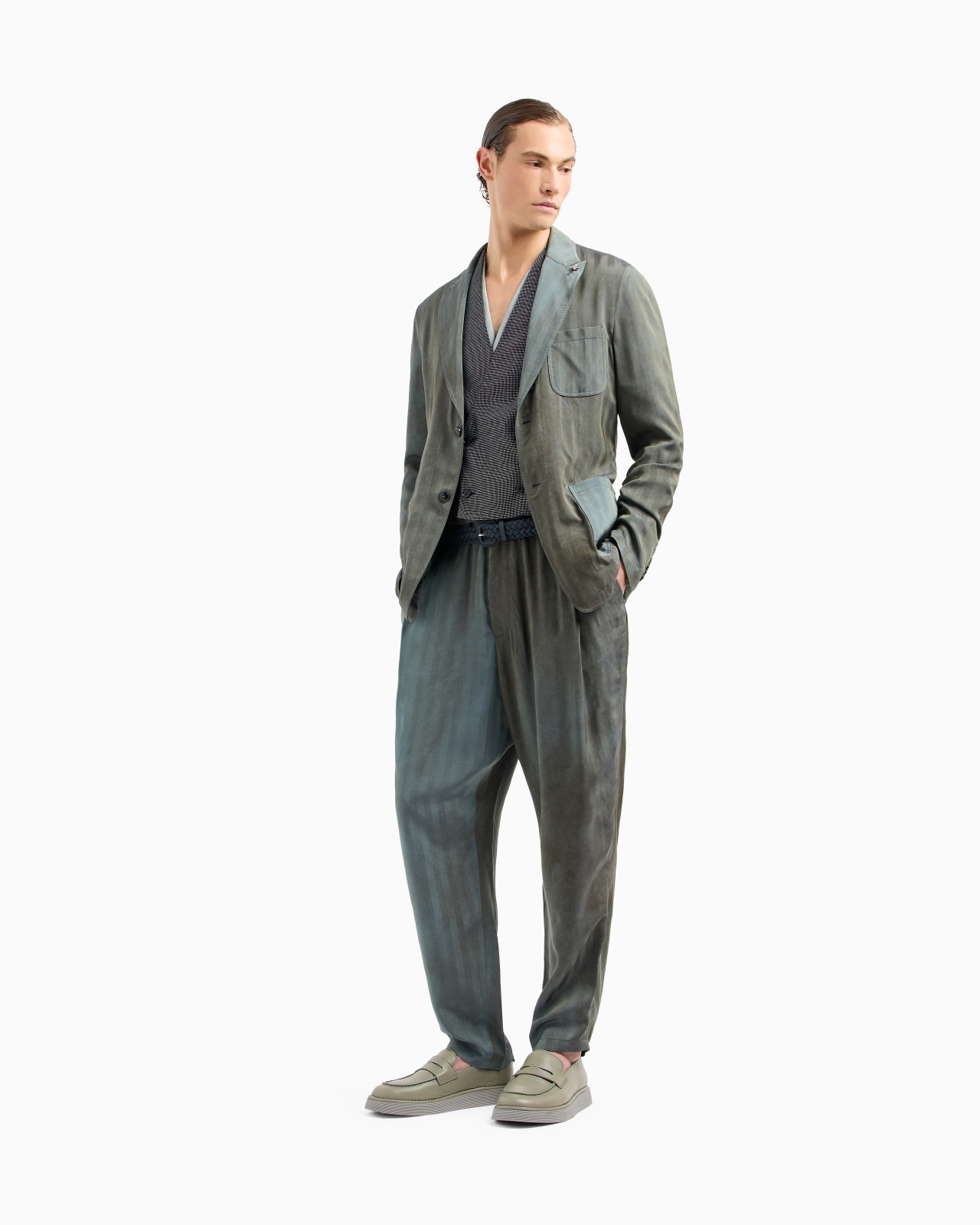 VISCOSE CANVAS FLAT-FRONT TROUSERS - 2