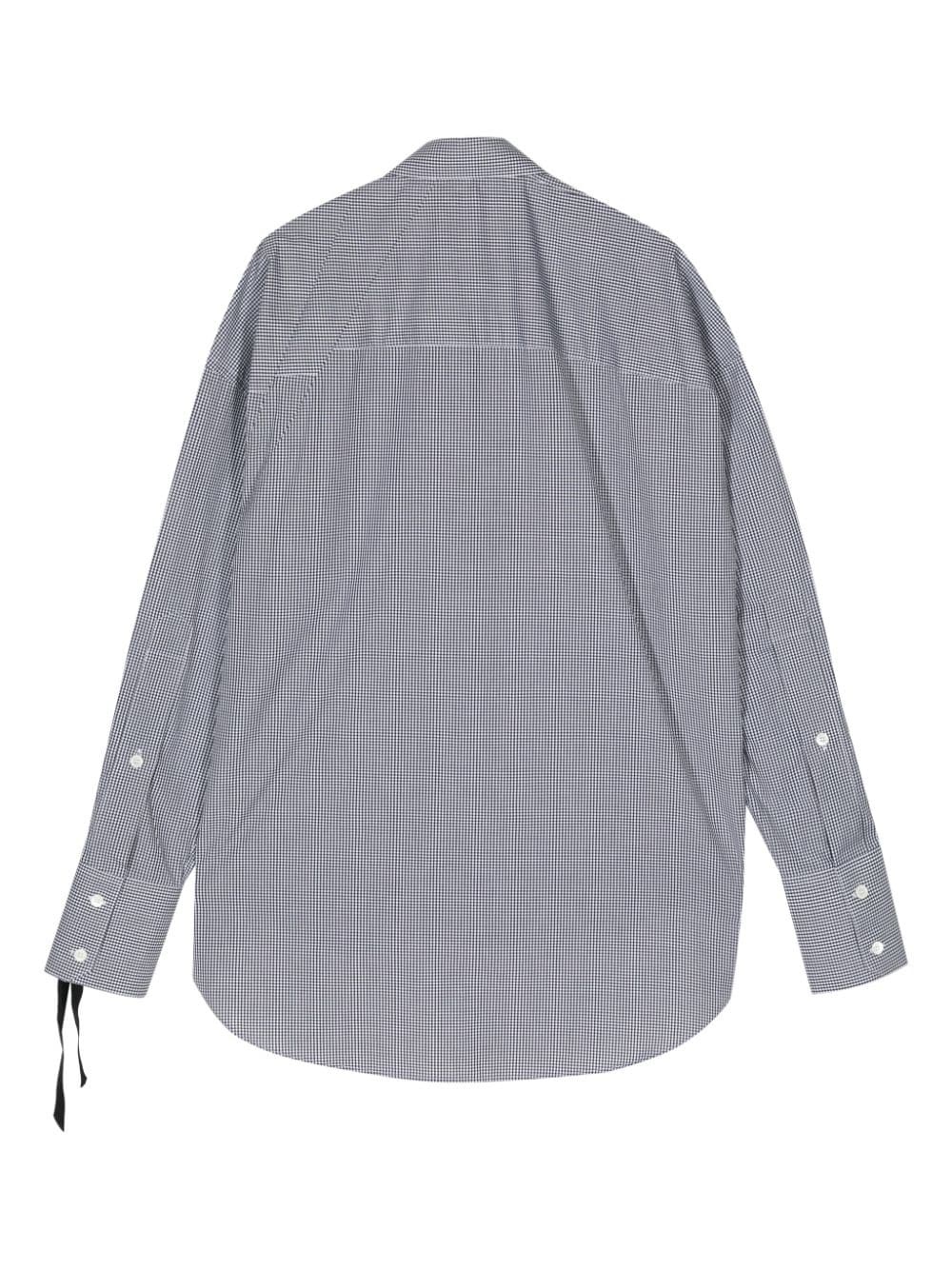 check-print draped cotton shirt - 2