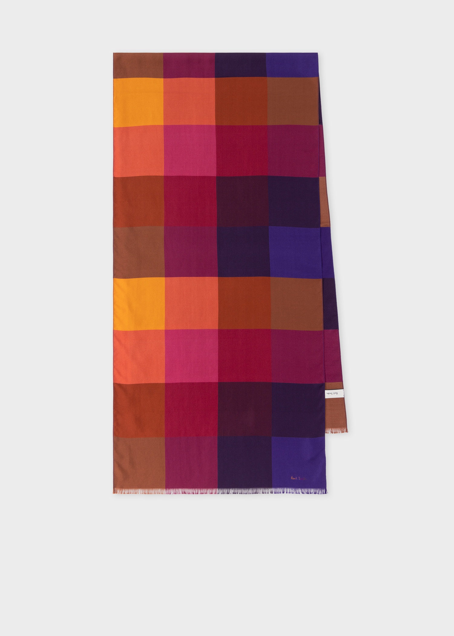 Women's Red Silk Check Scarf - 1