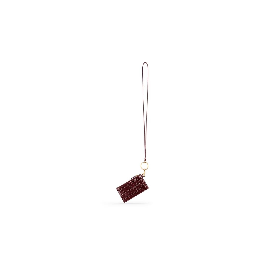 Men's Cash Card Case On Keychain in Dark Red - 2