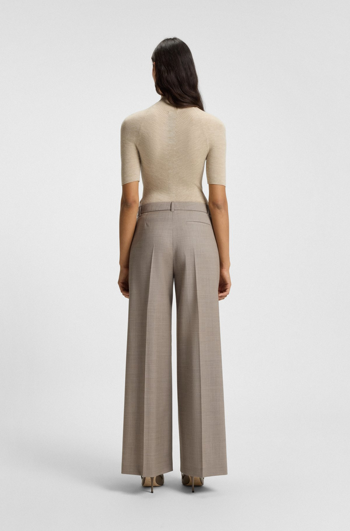 REGULAR-FIT TROUSERS IN SHARKSKIN-WEAVE STRETCH WOOL - 4
