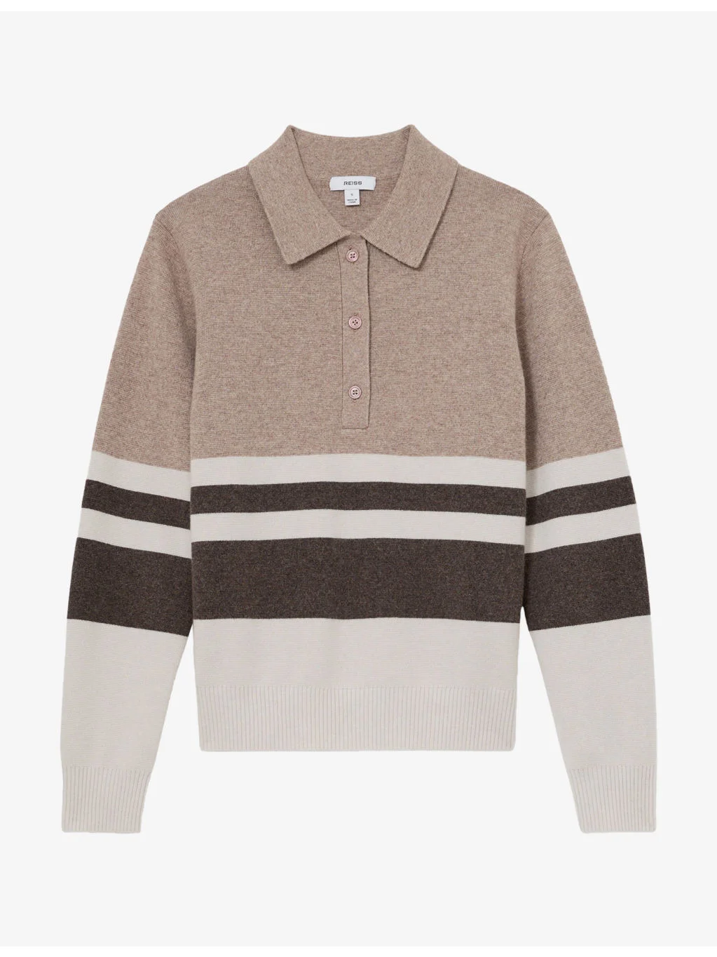 Bronte Rugby-Stripe Wool-Blend Polo Top - 1