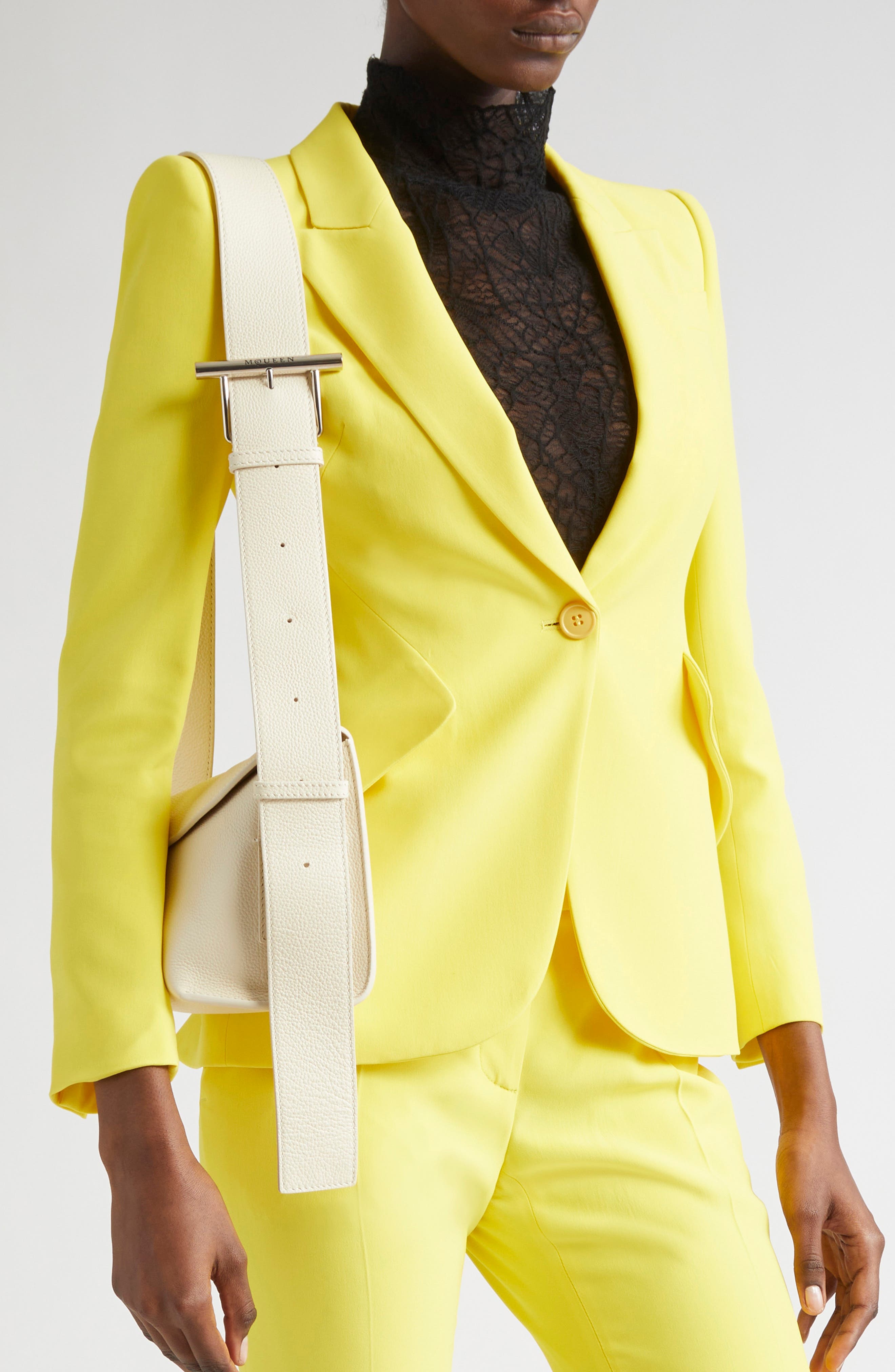 McQueen T-Bar Sling Asymmetric Leather Crossbody Bag in Cream/Silver at Nordstrom - 3