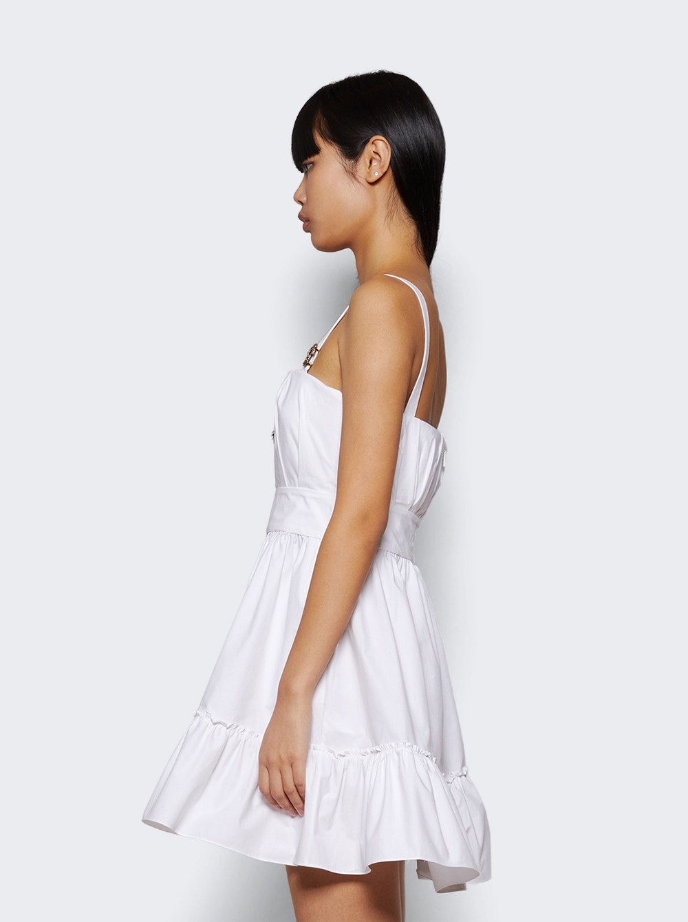 Dress With Metallic Mirror Snake Monogram White - 3