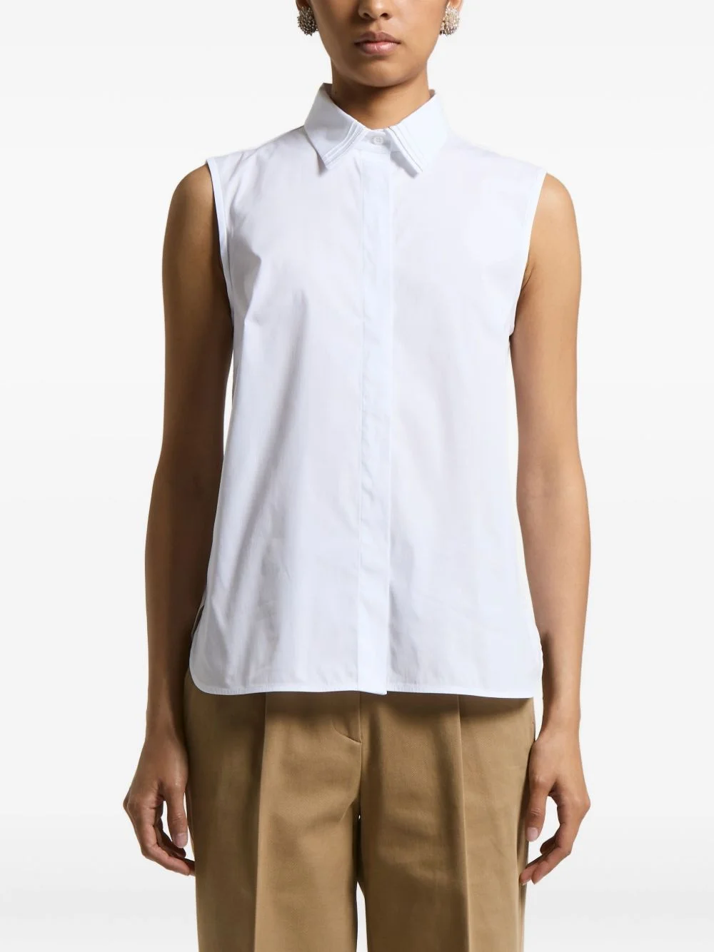 sleeveless collared shirt - 1