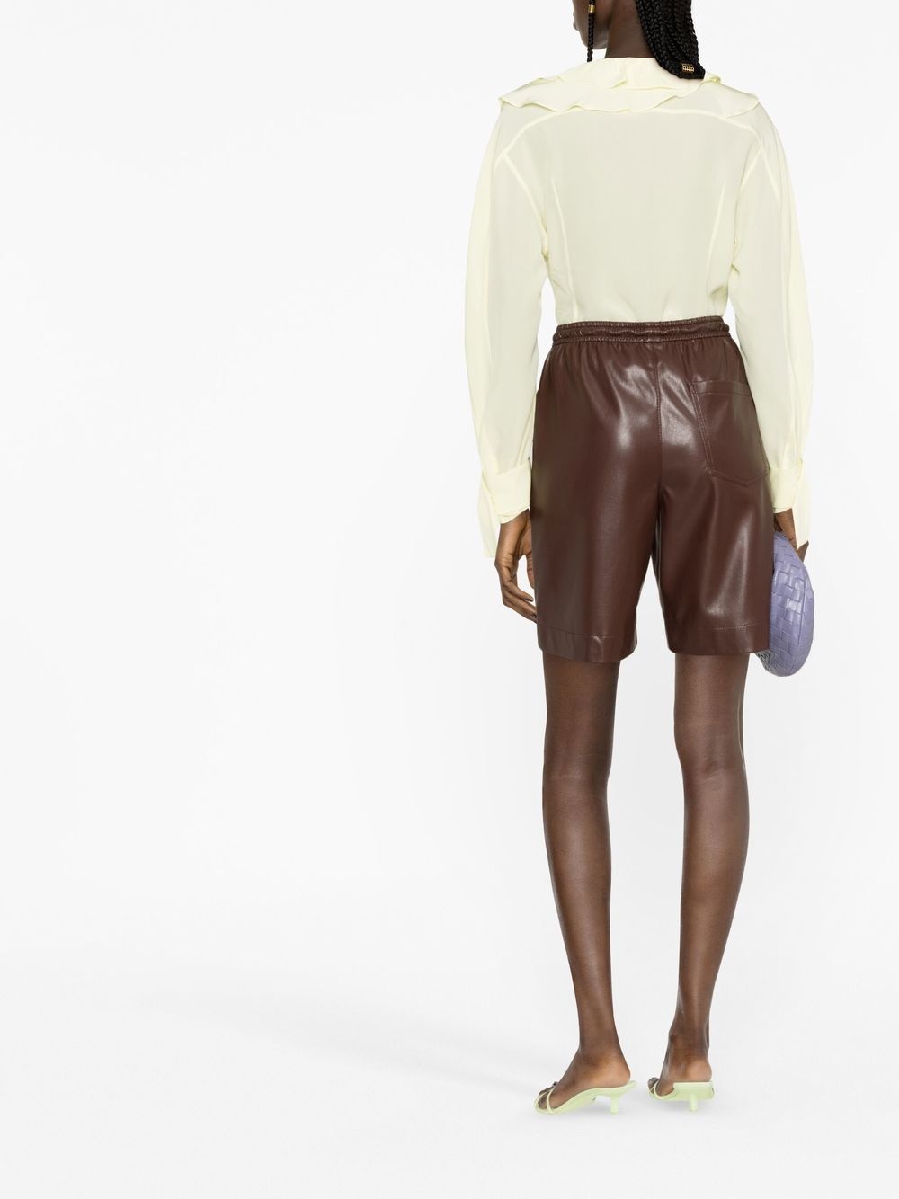 ruffled V-neck silk blouse - 4