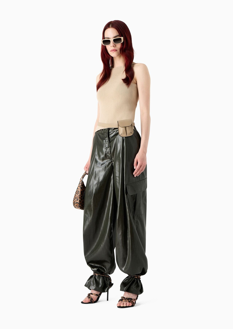 EMPORIO ARMANI Emporio Armani Sustainability Values Capsule Collection recycled technical satin cargo trousers outlook