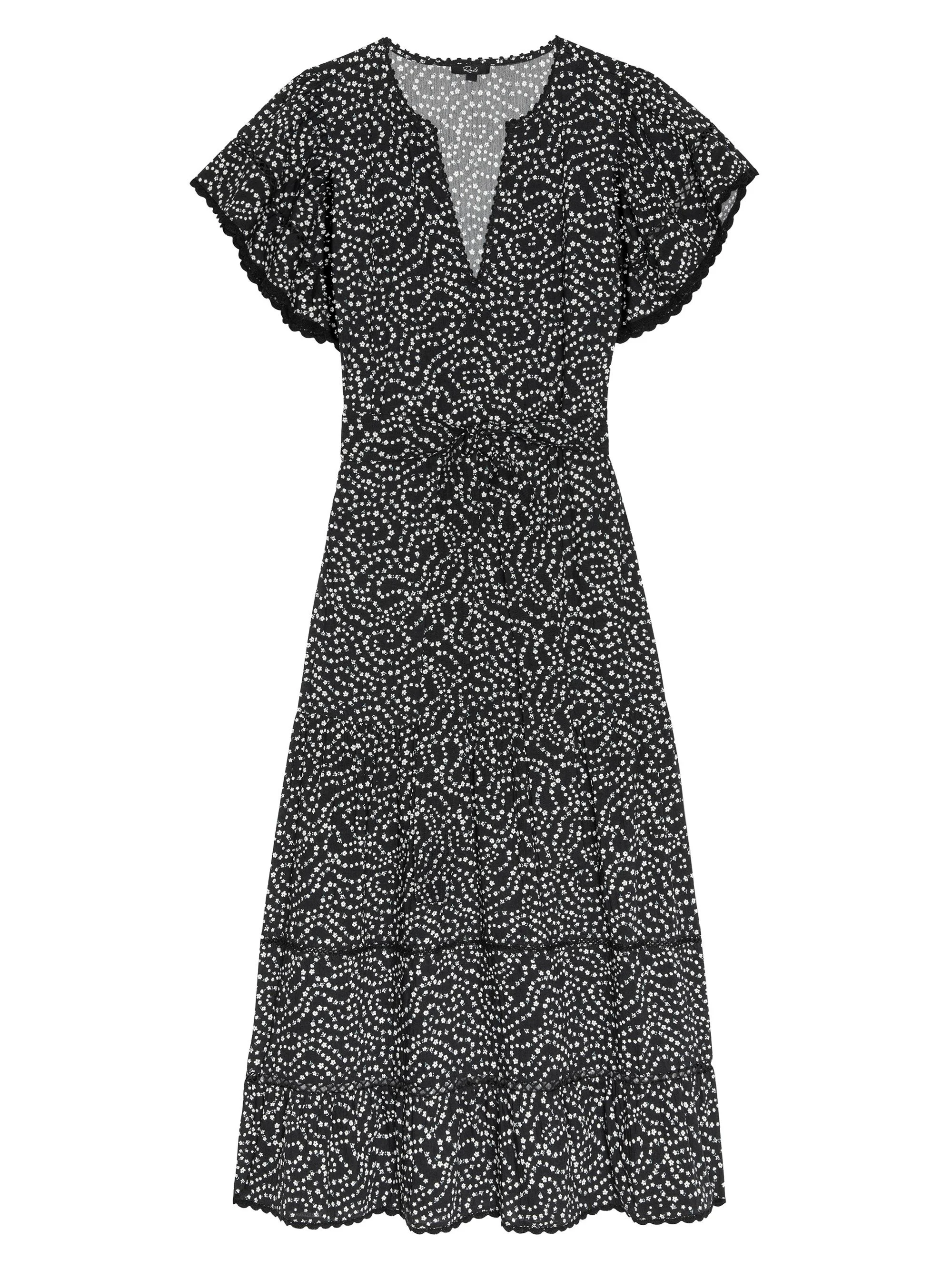 Women's Gia Floral Self-Tie Midi-Dress - Mini Chain Daisies - 1
