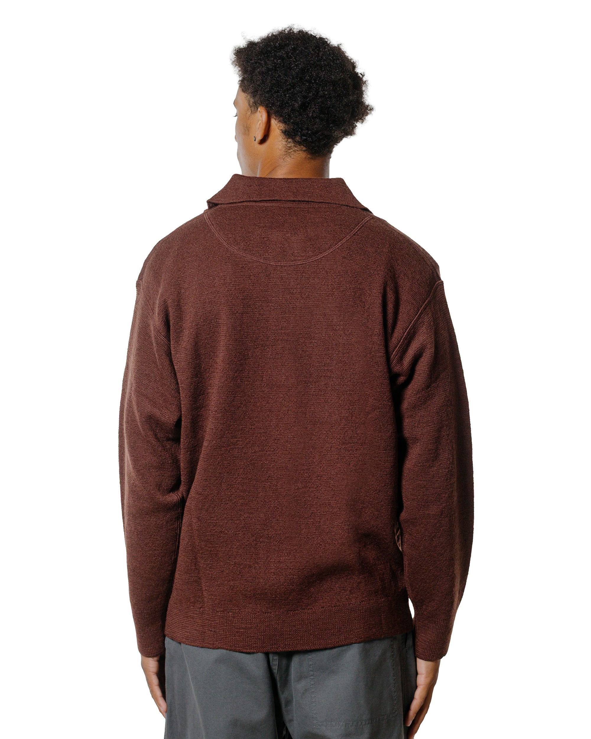 MHL Oversized Knitted Polo Dry Wool Dark Brown - 3