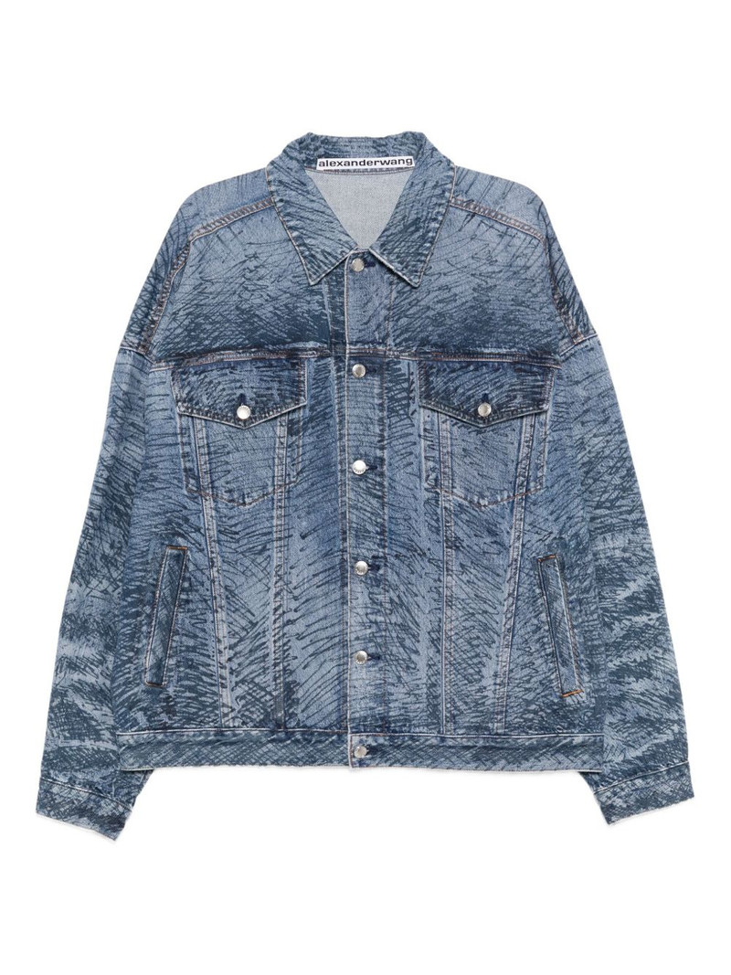 marker-print denim jacket 1