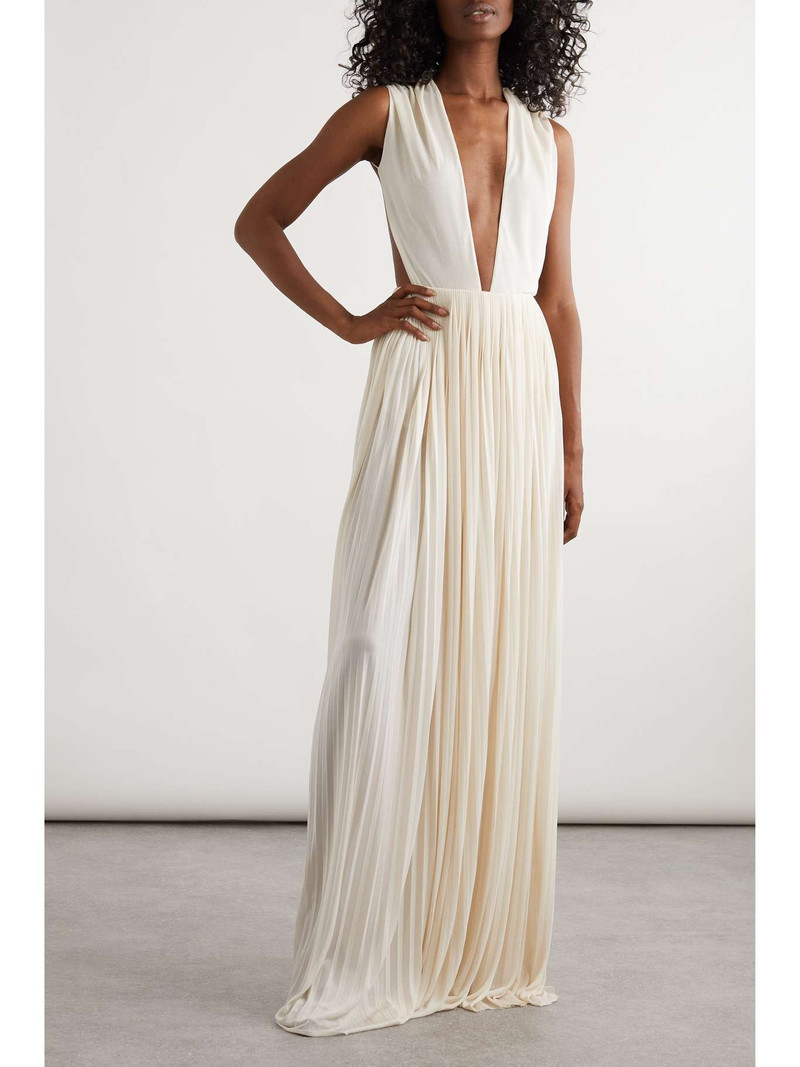 SAINT LAURENT Pleated chiffon maxi skirt outlook