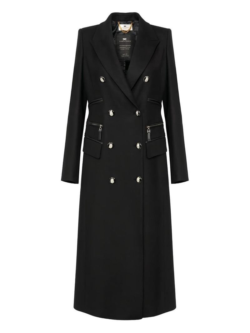 enamelled button double-breasted coat 1