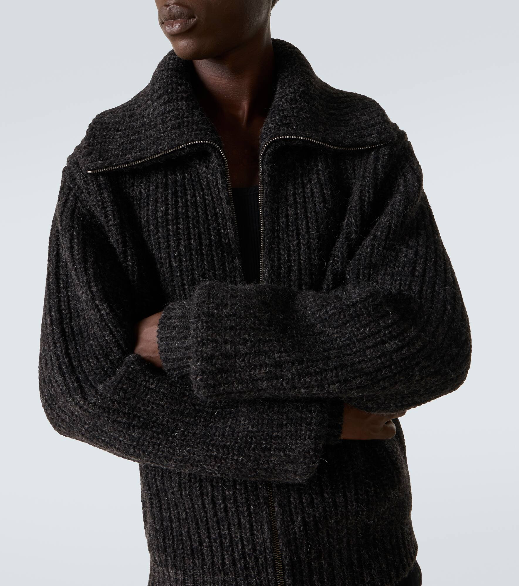Alpaca and yak wool zip-up cardigan - 5