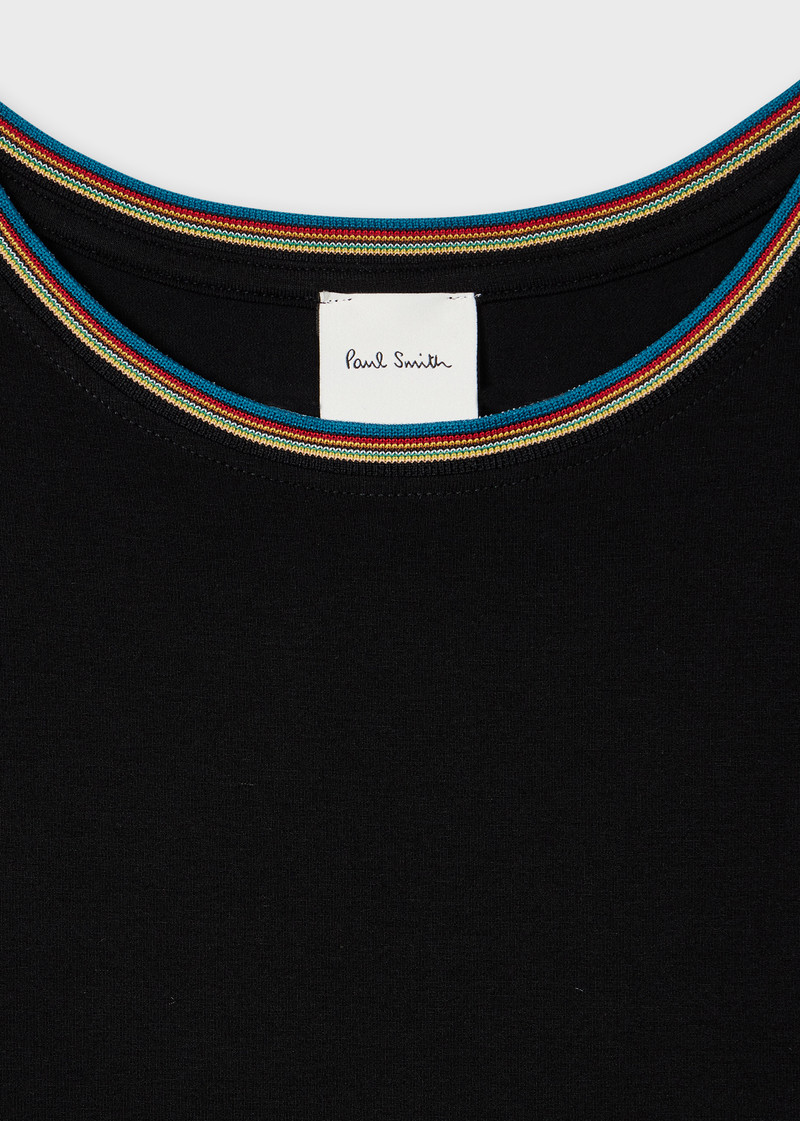 Paul Smith Women's Black Viscose Top with 'Signature Stripe' Trim outlook
