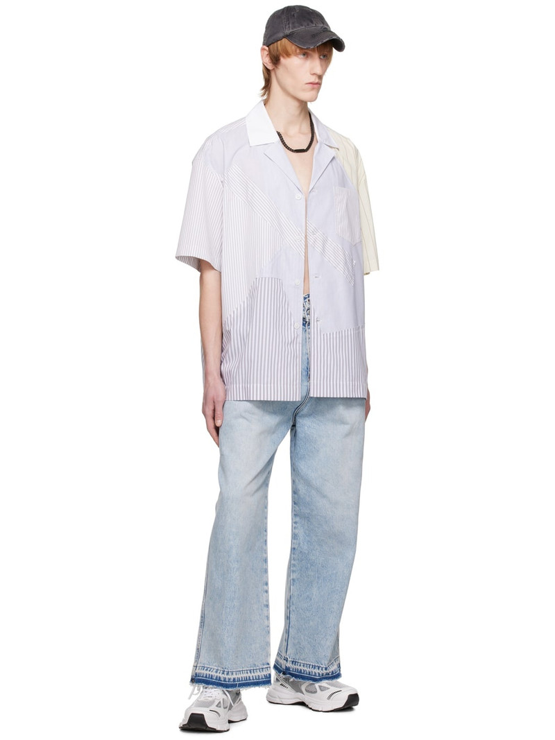 FENG CHEN WANG Gray Multi Stripe Shirt outlook