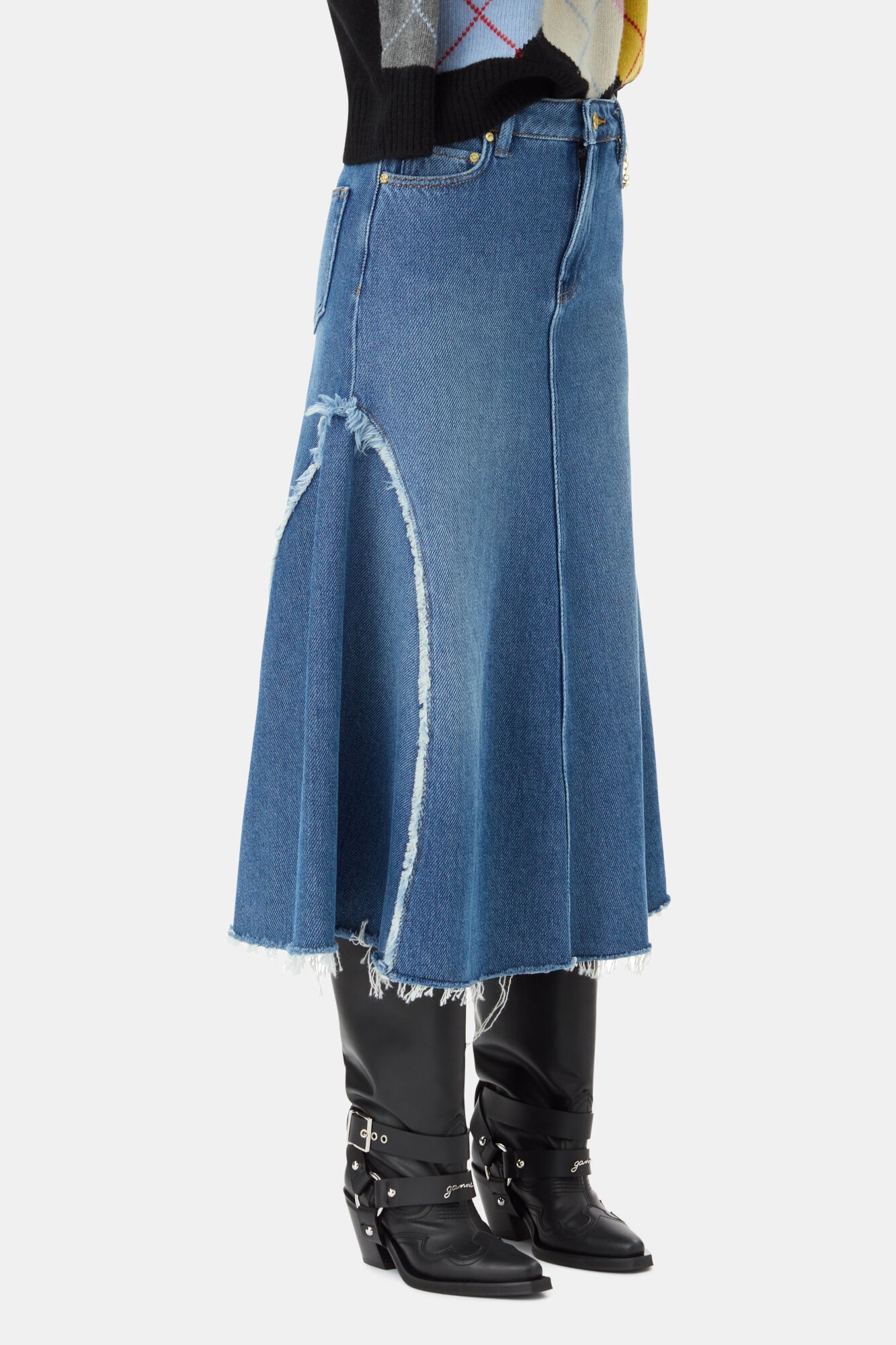 BLUE MIDI SKIRT - 3