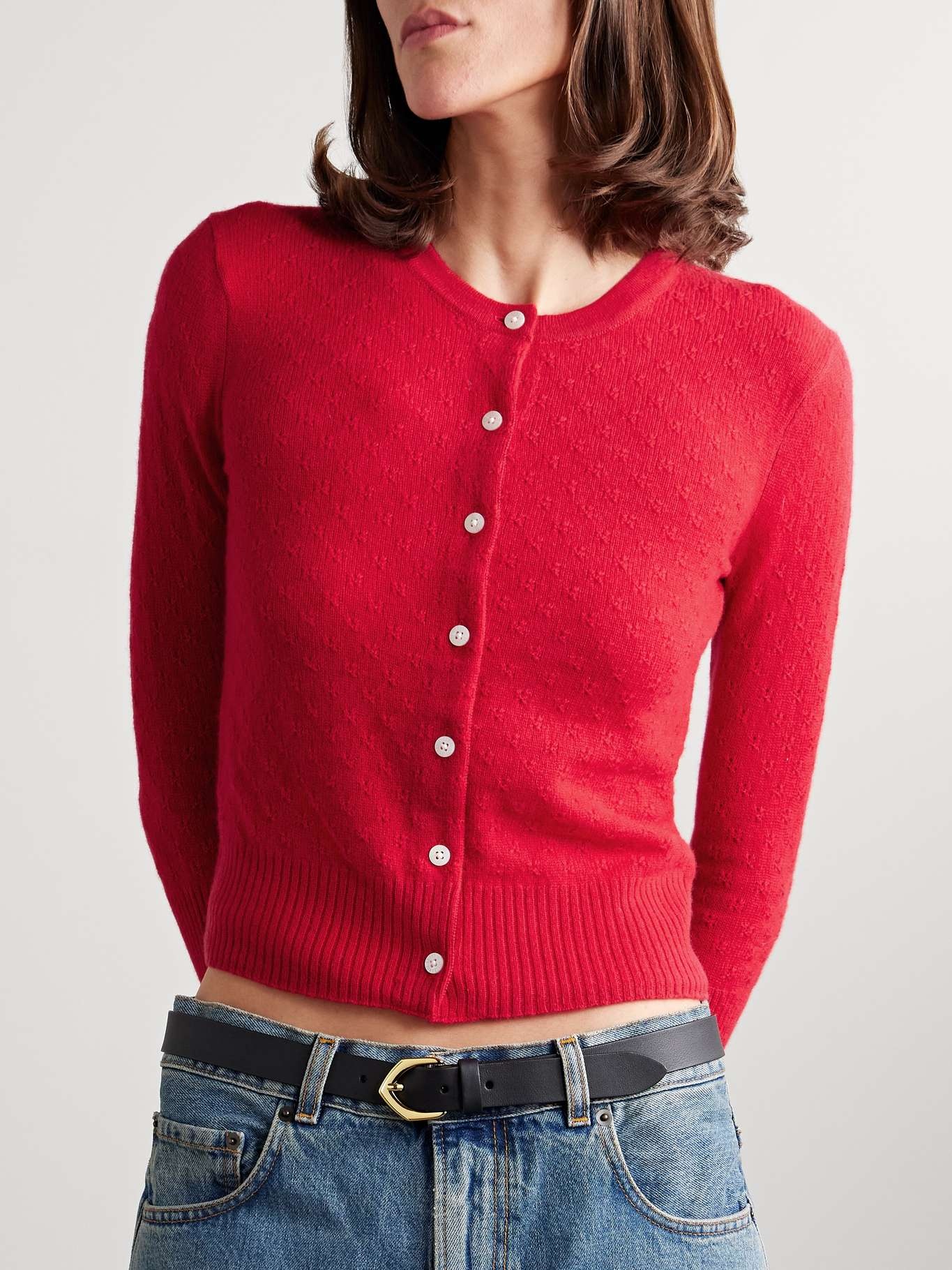 Jane pointelle-knit cashmere cardigan - 3