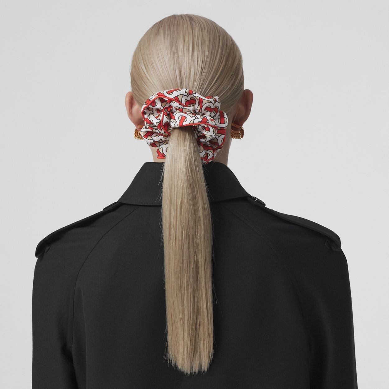 Monogram Print Silk Twill Scrunchie - 5