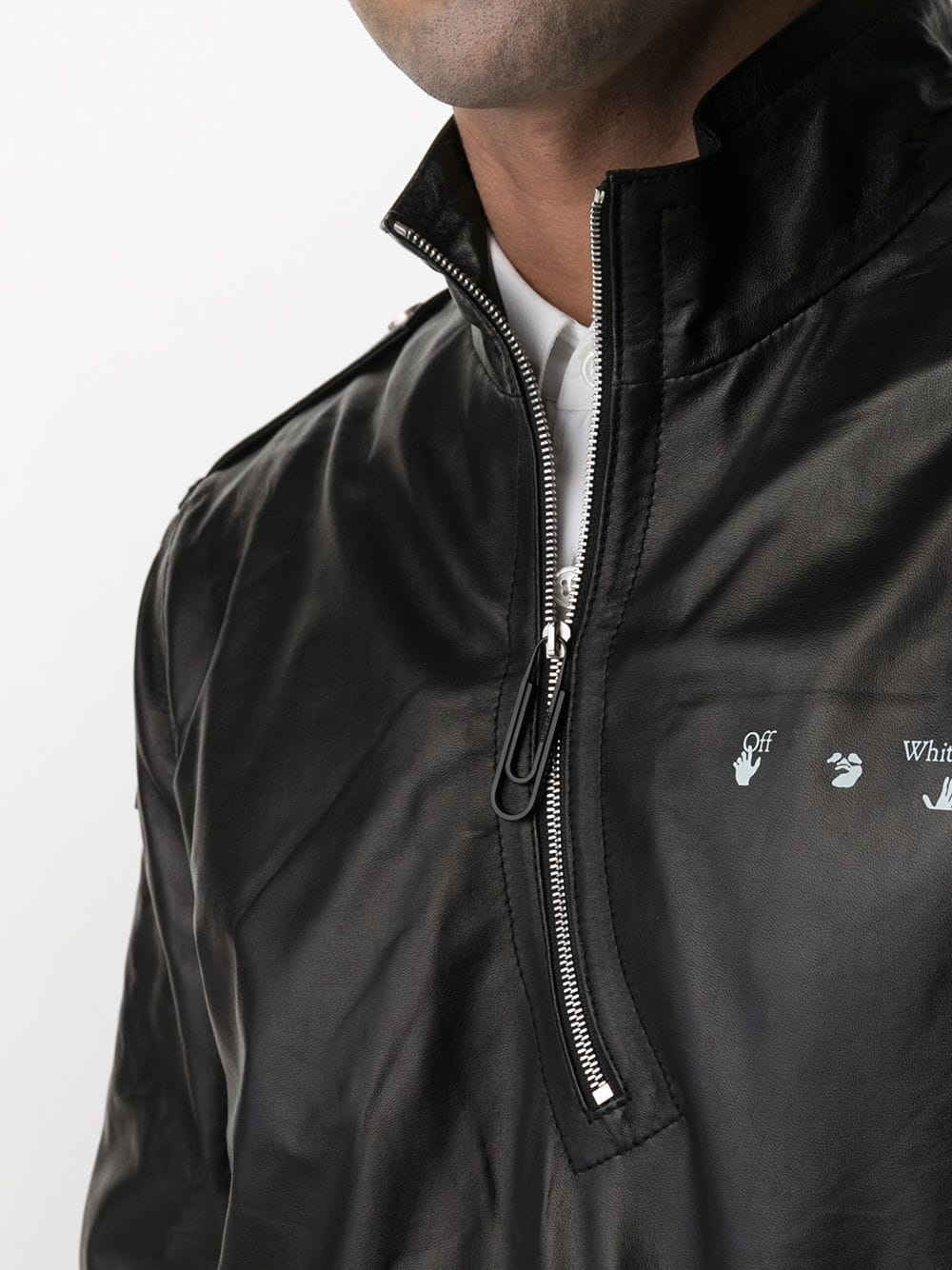 logo-print leather windbreaker - 5