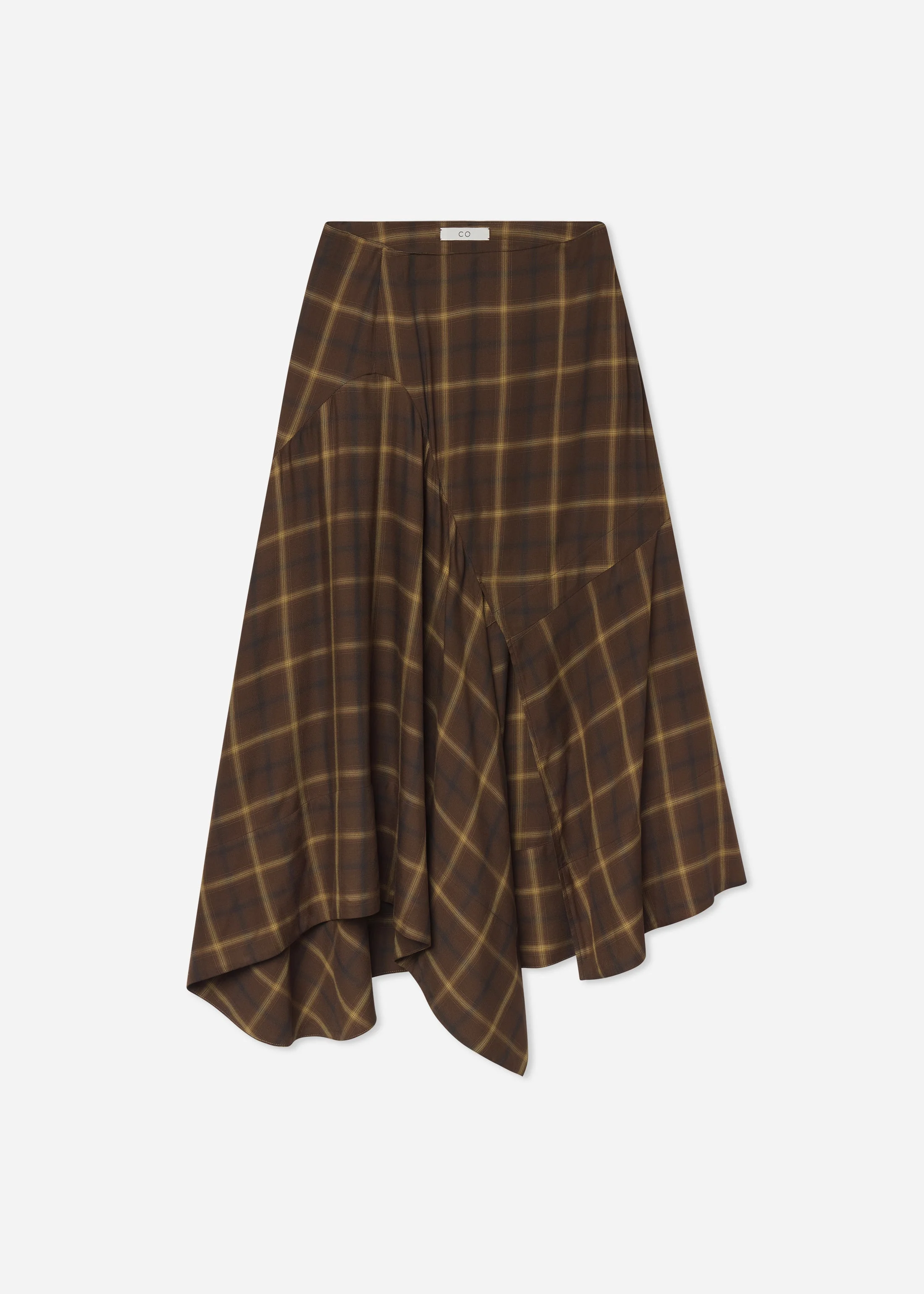 Asymmetric Full Skirt in Check Plaid - 1
