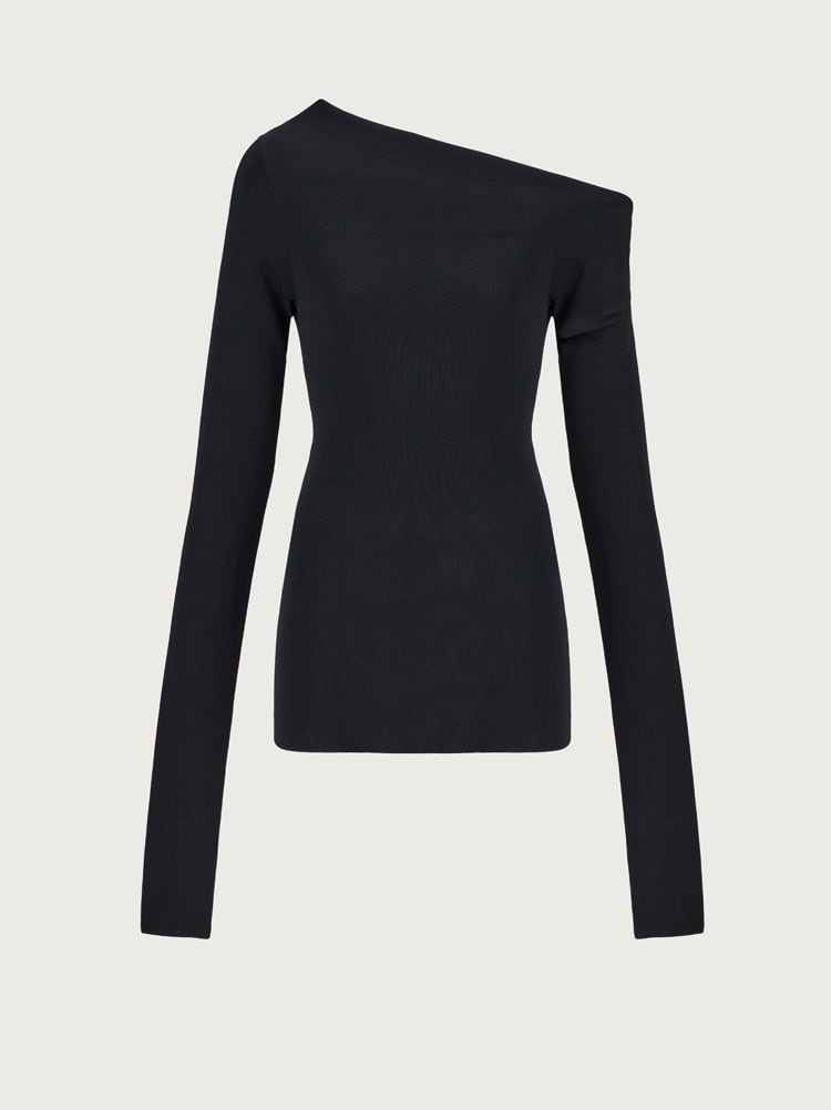 SWEATER WITH ASYMMETRIC COLLAR - 1